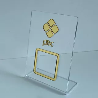 Display Qrcode Placa Para Pagamento Pix Dourada Acrilico