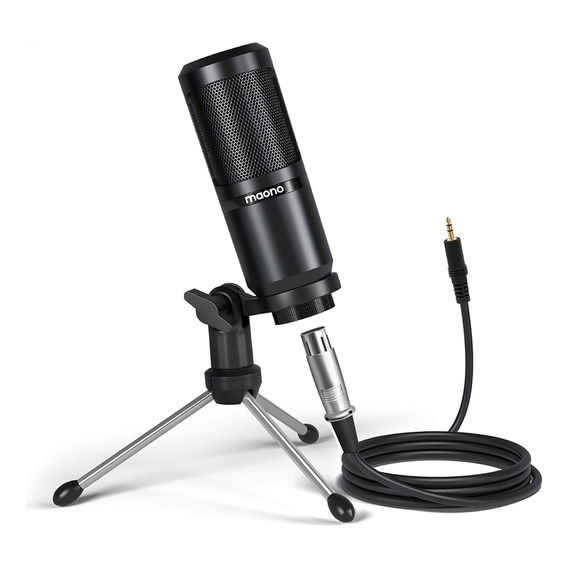 Kit de micrófono de condensador Au-PM360tr Maono para transmisión en directo, color negro