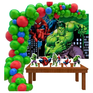 Painel De Festa Decoração Homem Aranha E Hulk G