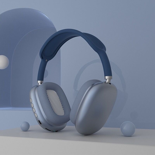 Audífonos gamer inalámbricos P9 Plus azul con luz  azul claro