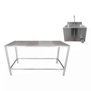 Mesa Inox Clínica Odontológica C/ Pia Assepsia 27x32cm