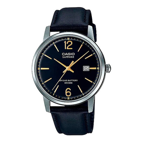 Reloj Casio Mts-110l-1avdf Hombre 100% Original Color De La Correa Negro Color Del Bisel Plateado Color Del Fondo Negro