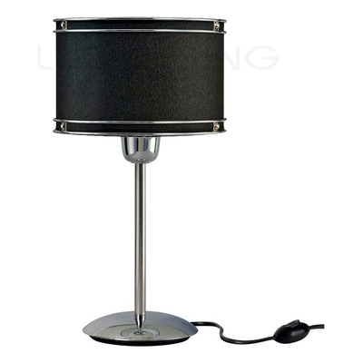 Lampara Velador De Mesa Cromo Pantalla Color Apto Led Rojo