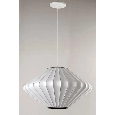 Lampara Colgante Malba 40cm Sustentable Diseño 3d Apto Led Blanco Blanco Con Negro