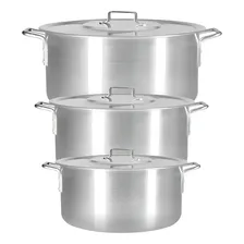 Kit Panela Galacto Utilidades Feijoada Caldo De Alumínio 3 Peças Industrial
