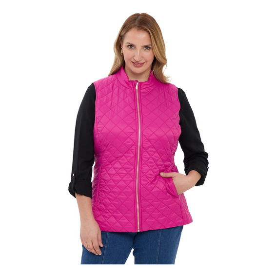 Parka Mujer Con Rombos Y Bolsillo Magenta Fashion's Park