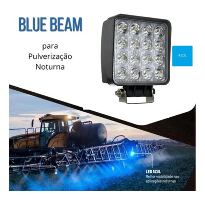 2 Farol Led Azul 16 Led Pulverizador Alta Potência 40m Barra