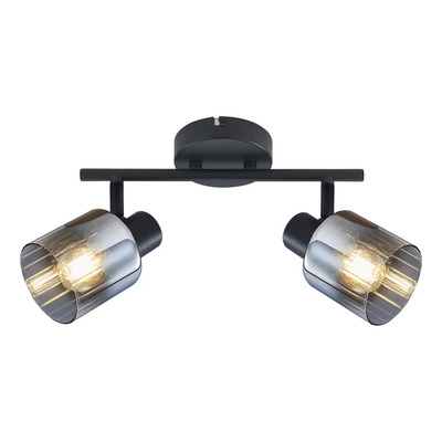 Aplique 2 Luces Negro Vidrio Fume Apto Led E27 Mks Negro/vidrio Fume