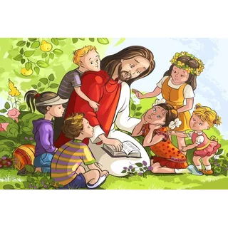 Painel De Festa Jesus Ensinando As Crianças - 150x100cm