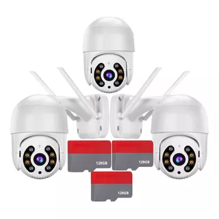 Kit 3 Câmera Segurança Ip Dome Rotativa A8app + Cartão 128gb