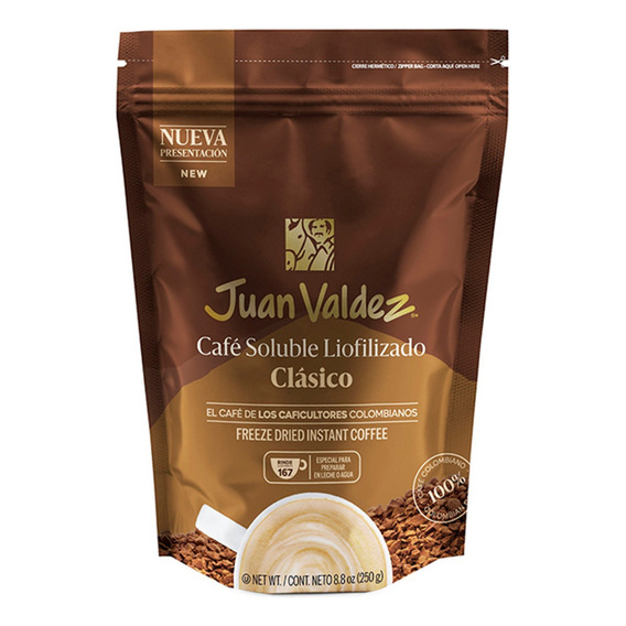Café Juan Valdez Soluble Liofilizado Clásico X 250gr.