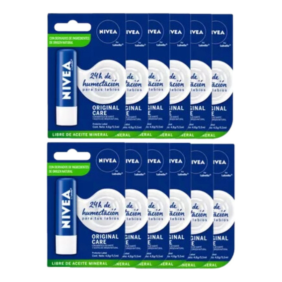 Combo X 12 Nivea Labial Humectante Essential Original Care