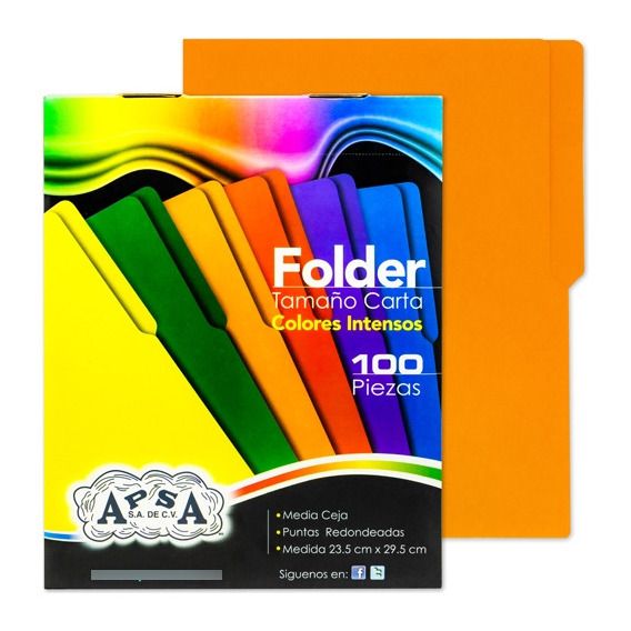 Folder Apsa L84-p Carta 1/2 Ceja Naranja Intenso Con 100pzas