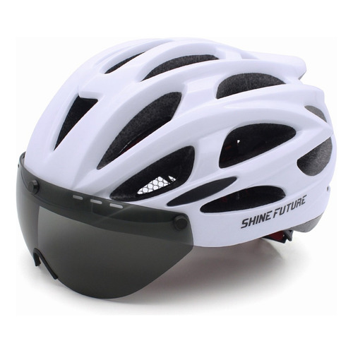 Casco De Bicicleta Adulto Gafas De Sol Con Ventosa Magnética Color Blanco Talla G