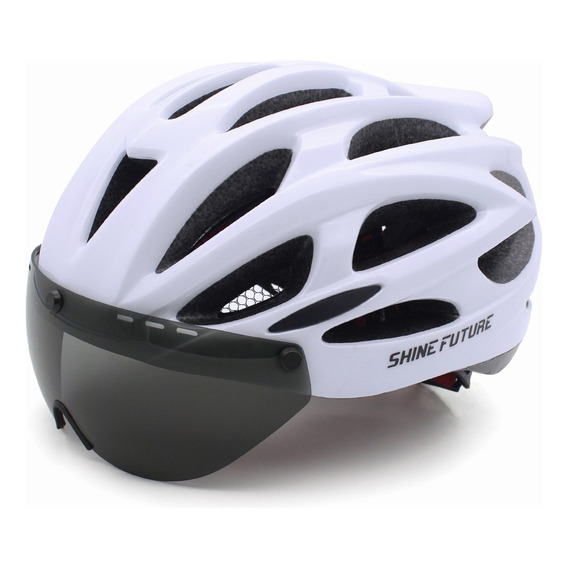 Casco De Bicicleta Adulto Gafas De Sol Con Ventosa Magnética Color Blanco Talla G