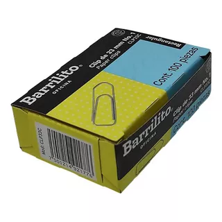Clip Estandar Barrilito Clp33r Caja Con 100 Pzs No.1 Color Plata