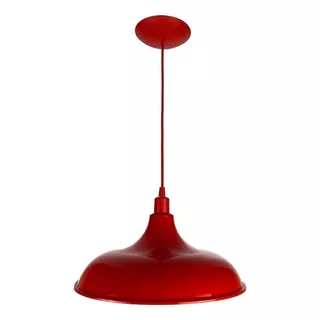 Lustre Luminária Pendente Utron Prato Bedd Estilo Retrô 32cm Cor Vermelho