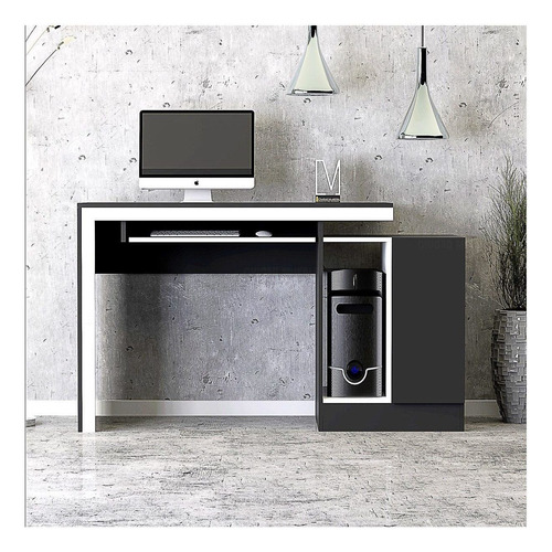 Escritorio Ciudad Muebles  PC moderno oficina melamina de 135cm x 80cm x 50cm negro y blanco