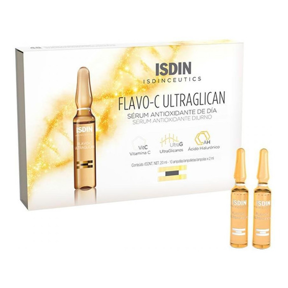 Isdinceutics Flavo C Ultraglican Antiedad Isdin Antiarrugas Serum Antioxidante De Día 10 Ampollas Tipo De Piel Sensible