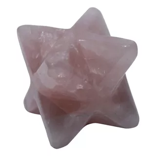 Estrela Mística Merkabá Sagrada Pedra De Quartzo Rosa 4cm 