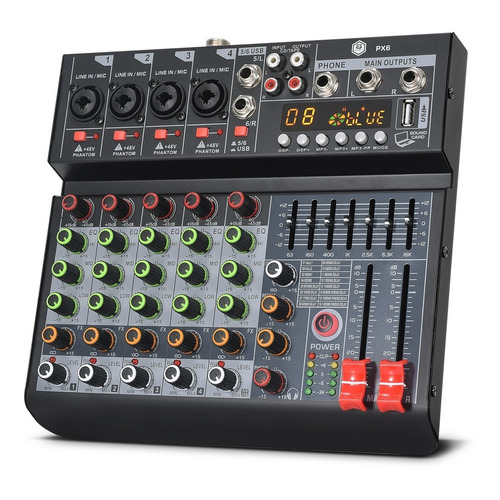 Winmix Px6 Mezcladora Mixer De 6 Canales 16 Efectos