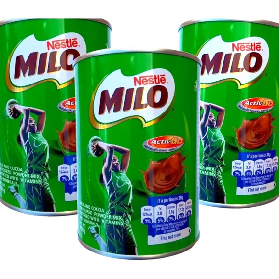 3 Latas Chocolate Milo 450g Polvo Granulado Importado