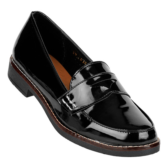 Zapato Casual Tacon Mujer Negro Charol Stfashion 04803704