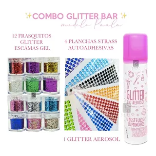 Party Box Bar Glitter Gel Escamas Strass Makeup Brillo