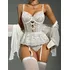 Conjunto Lencería Sexy 3 Piezas Encaje Body-ligas-medias Blanco M