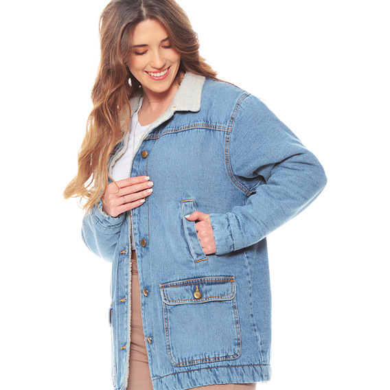 Chaqueta Wados Manga Larga Denim Forrada Bolsillos Delantero