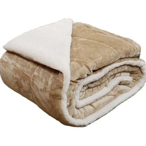 Acolchado Flannel Corderito Bastilla Luxury 2 1/2pl Beige