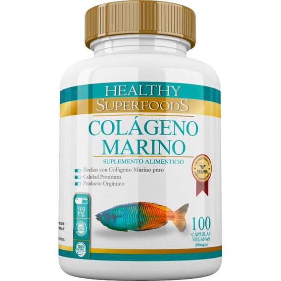 Healthy Superfoods Colágeno Marino Puro Tipo 2  100 Capsulas Sabor Sin sabor