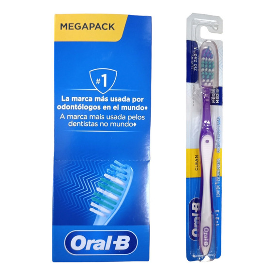 Mega Pack 12 Cepillo Dental Oral-b 123 Con Tapa Talla Median