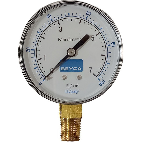Manómetro 7 Kg 63 Mm Rosca 1/4 Inferior Gas Agua Aire Beyca