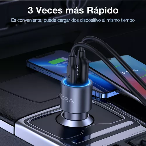 1 Hora Cargador Auto Carga Rapida 20W, Cargador Carro Tipo C PD 20W con  Cable USB C a USB C 3A Compatible con Huawei y IP y Motorola y Samsung y