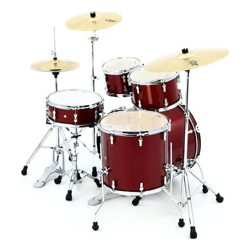 Bateria 5 Cuerpos Sonor Aqx Studio Bombo 20 Platos Y Fierros Color Red moon sparkle