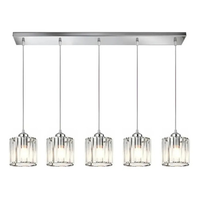  Colgante 5 Luces Prisma R Cristal Cromo Apto Led E27 Ld Cromo Vppfull