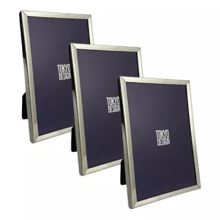 Kit 3 Porta Retratos Aço Inox 10x15 Rose/preto/prata/dourado