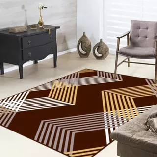 Alfombra Marron Para Living Y Dormitorio 150x200 Geometrica