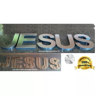 Jesus - Em Aço Inox Para Igreja Letreiro Caixa 3d Letra 40cm