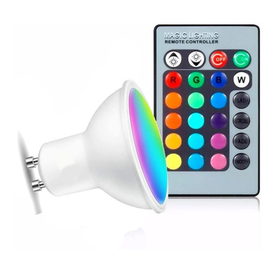 Lampara Rgb 4w Dicroica Led Multicolor Deco Control Remoto