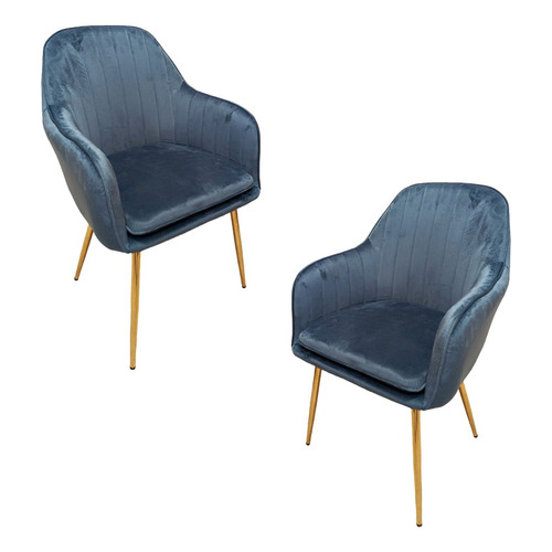 Silla Velvet Vanguardista De Comedor Tapizada En Terciopelo Color de la estructura de la silla Azul marino