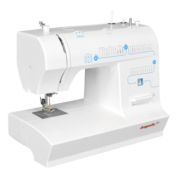 Maquina Coser Recta 33 Puntadas Agujas Luz Led Domestica Color Blanco