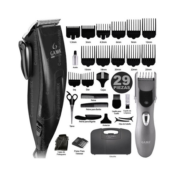 Kit Máquina Peluquería Recortadora Cabello Pelo Barba Viaje Color Negro