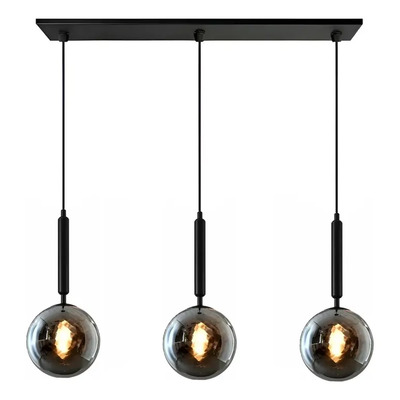 Colgante 3 Luces Pendant Negro Deco Moderno Apto Led E27  Negro
