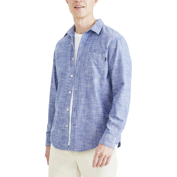 Camisa Hombre Long Sleeve Casual Regular Fit Azul Dockers