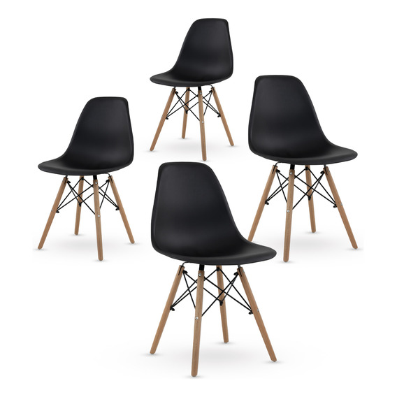 Set De 4 Sillas Eames Modernas Minimalistas Varios Colores