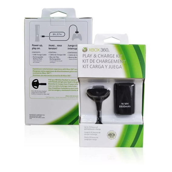 Batería Carga Juega Xbox 360 Kit + Cable Cargador 480mah