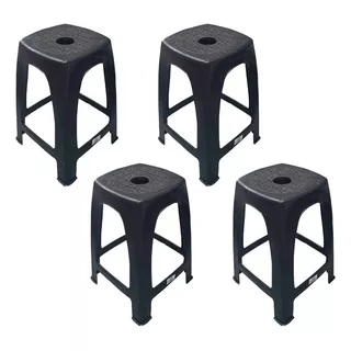 Banco Banqueta Negra Pvc 48cm Alto X4 Unidades Mas Envio! 