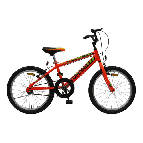Bicicleta bmx niños infantil Tomaselli Kids R20 frenos v-brakes color naranja con pie de apoyo  
